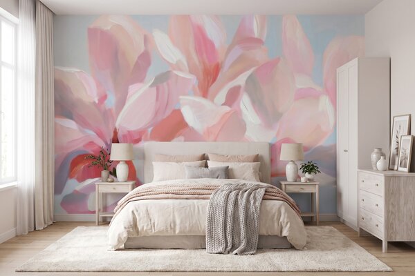 Fototapety Zbliżenie na różową magnolię, imitacja delikatnej techniki malarskiej, Fototapety Kwiaty, w10043 : Uwalls.pl