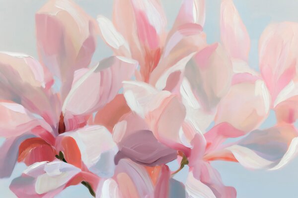 Fototapety Zbliżenie na różową magnolię, imitacja delikatnej techniki malarskiej, Fototapety Kwiaty, w10043 : Uwalls.pl