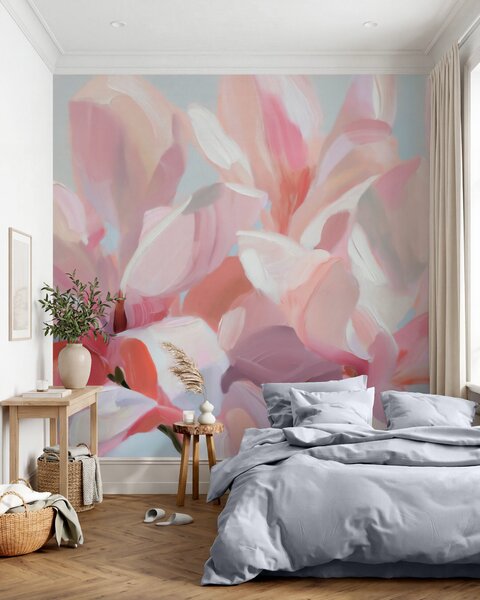 Fototapety Zbliżenie na różową magnolię, imitacja delikatnej techniki malarskiej, Fototapety Kwiaty, w10043 : Uwalls.pl