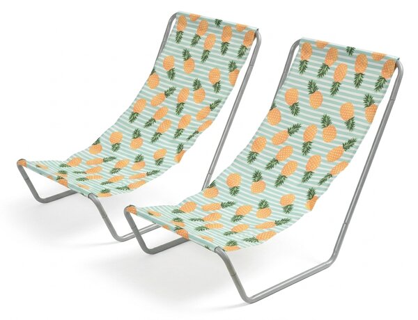 Zestaw 2 szt. składanych leżaków plażowych SAND PINEAPPLE, kolorowe