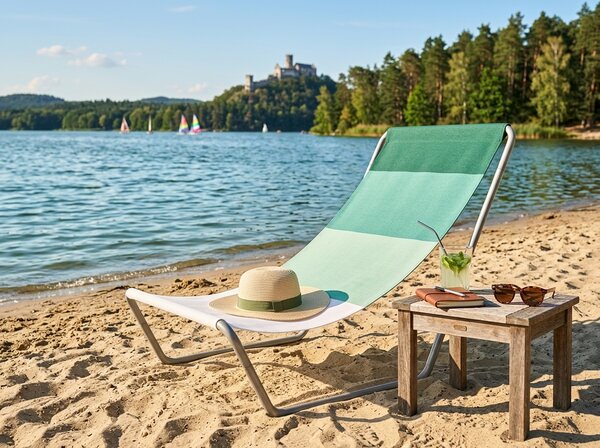 Składany leżak plażowy SAND, zielone paski