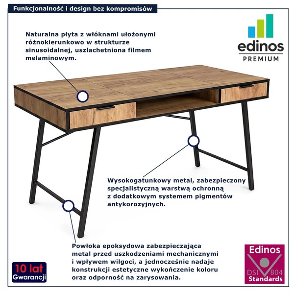 Industrialne biurko z szufladami dąb craft 120 cm G5-L87