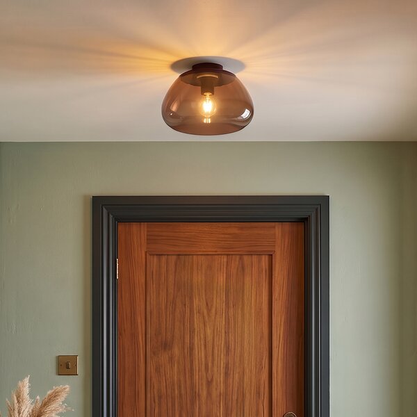 Designerska lampa sufitowa brązowa z brązowym szkłem - Giselle