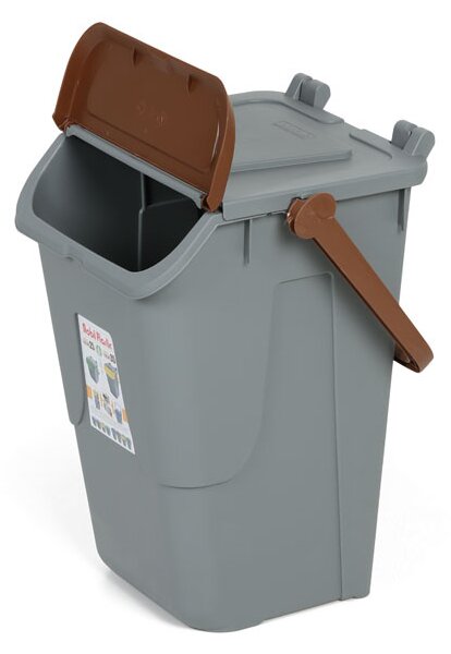 Plastikowy kosz do segregacji odpadów ECOLOGY II, 35 l, szaro-brązowy