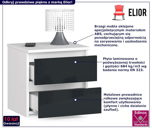 Szafka nocna w połysku biały + grafit - Terik 4X
