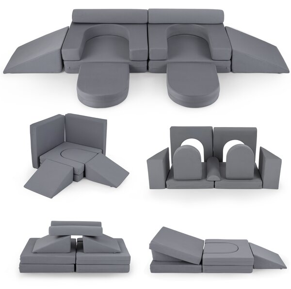 10-częściowa modułowa sofa dziecięca z zamszowym pokrowcem