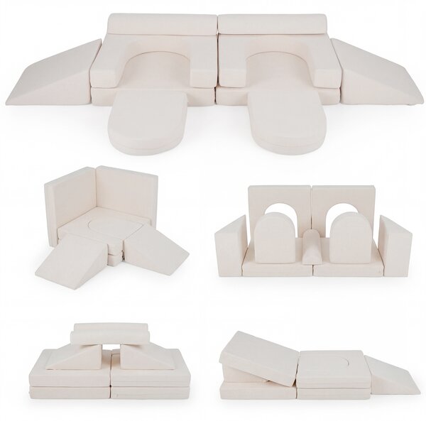 10-częściowa modułowa sofa dziecięca z zamszowym pokrowcem