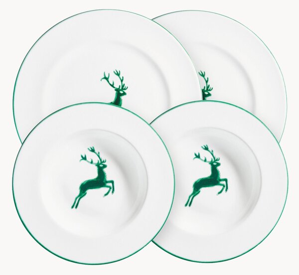 Komplet ręcznie wykonanych naczyń Green Deer, dla 2 osób, (4 elem.)