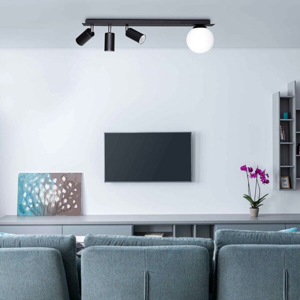 Lampa sufitowa z reflektorami i kloszem - 3X S897 Z3-G40