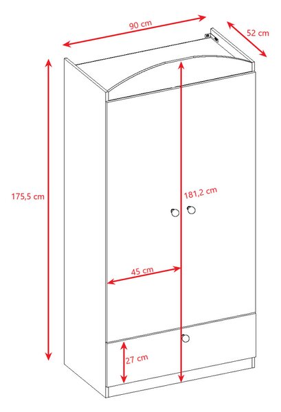 Szafa dwudrzwiowa dla dziecka D6-E67