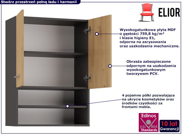 Szafka łazienkowa wisząca antracyt + dąb artisan M5-R86