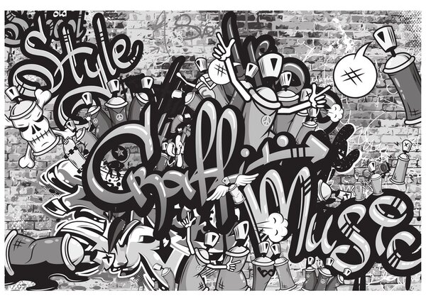 Tapeta szare graffiti sztuki ulicznej