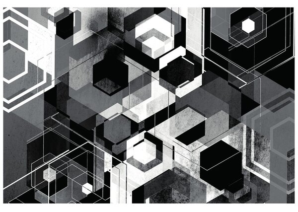 Tapeta geometria w czerni i bieli
