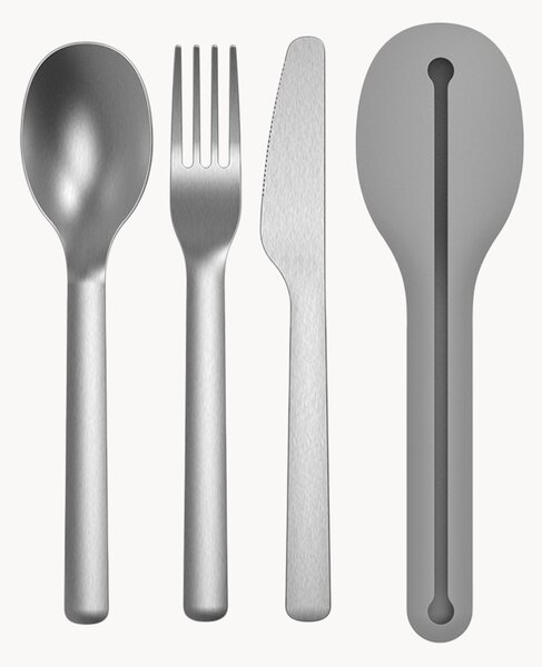 Komplet sztućców podróżnych Grey, 4 elem