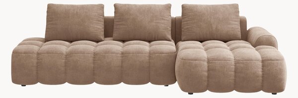 Narożna sofa rozkładana z aksamitu z miejscem do przechowywania Linz (3-osobowa)