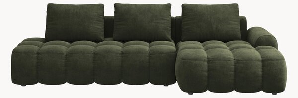 Narożna sofa rozkładana z aksamitu z miejscem do przechowywania Linz (3-osobowa)