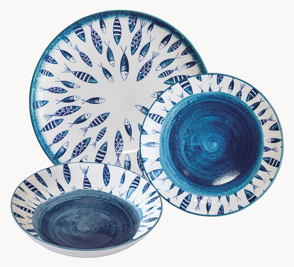 Komplet naczyń z porcelany Marechiaro, dla 6 osób, 18 elem