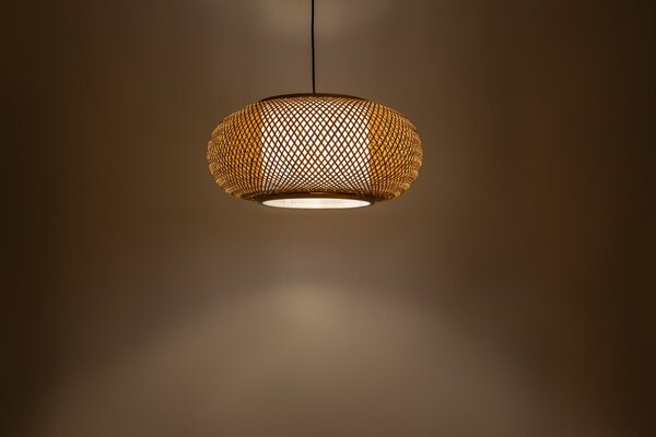PLECIONA LAMPA WISZĄCA SUFITOWA BAMBUSOWA ŻYRANDOL W STYLU BOHO 50 CM