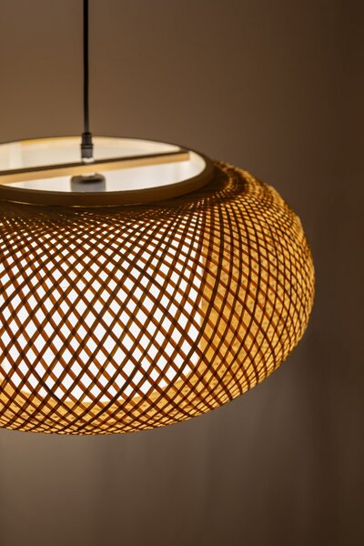 PLECIONA LAMPA WISZĄCA SUFITOWA BAMBUSOWA ŻYRANDOL W STYLU BOHO 50 CM