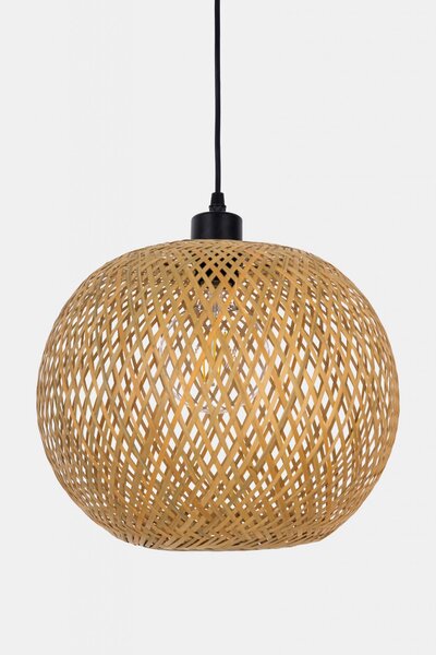 SUFITOWA LAMPA WISZĄCA BAMBUSOWA BOHO PLECIONY ŻYRANDOL DO SYPIALNI I SALONU 30 CM