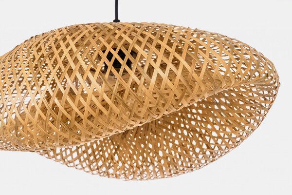 ŻYRANDOL PLECIONY BAMBUSOWY BOHO DUŻA LAMPA WISZĄCA DO SALONU I JADALNI 50 CM