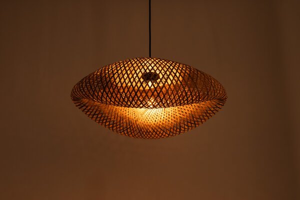 ŻYRANDOL PLECIONY BAMBUSOWY BOHO DUŻA LAMPA WISZĄCA DO SALONU I JADALNI 50 CM