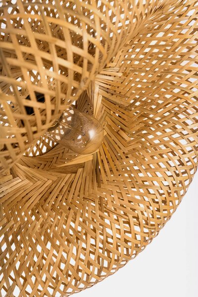 ŻYRANDOL PLECIONY BAMBUSOWY BOHO DUŻA LAMPA WISZĄCA DO SALONU I JADALNI 50 CM