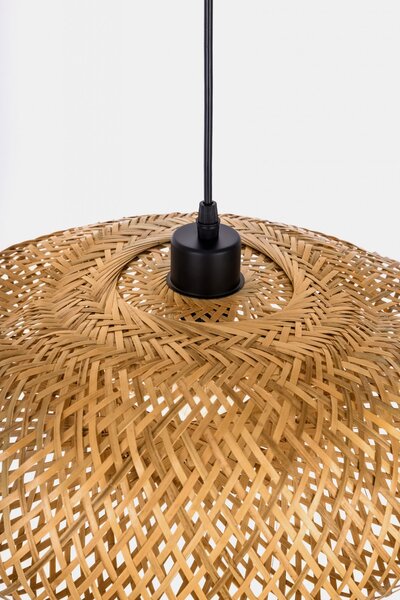 ŻYRANDOL PLECIONY BAMBUSOWY BOHO DUŻA LAMPA WISZĄCA DO SALONU I JADALNI 50 CM