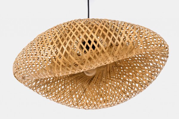 ŻYRANDOL PLECIONY BAMBUSOWY BOHO DUŻA LAMPA WISZĄCA DO SALONU I JADALNI 50 CM