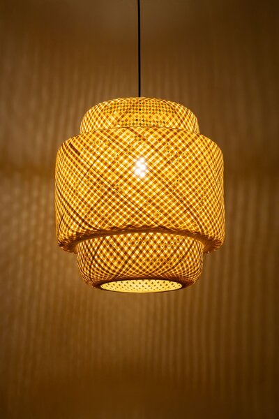 LAMPA WISZĄCA NATURALNA BAMBUSOWA ŻYRANDOL DO SALONU I SYPIALNI W STYLU BOHO 40 CM