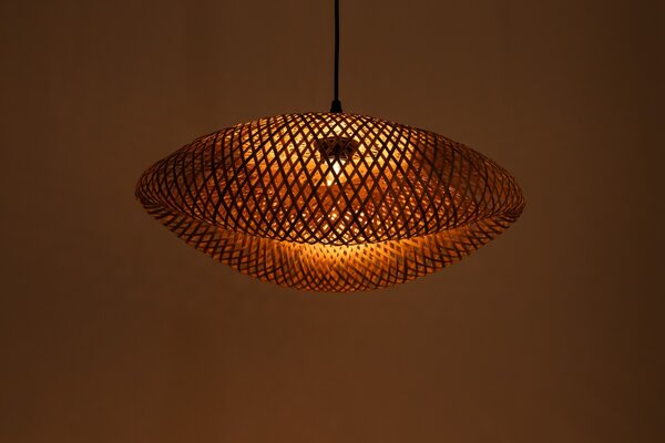 ŻYRANDOL PLECIONY BAMBUSOWY BOHO DUŻA LAMPA WISZĄCA DO SALONU I JADALNI 50 CM