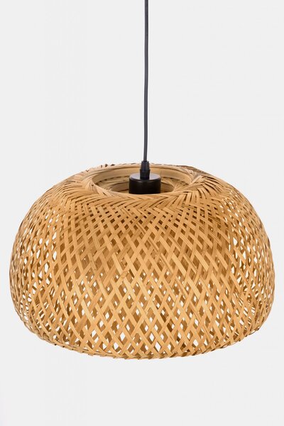 LAMPA WISZĄCA BAMBUSOWA BOHO DO JADALNI I SALONU PLECIONA SUFITOWA 38 CM