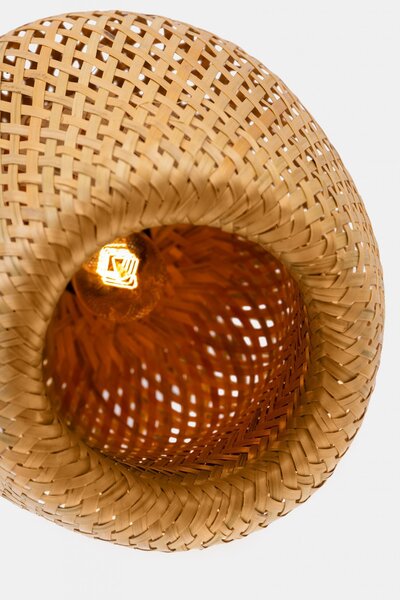 LAMPA WISZĄCA SUFITOWA BAMBUSOWA PLECIONY ŻYRANDOL DO SALONU BOHO 24 CM