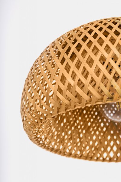 LAMPA WISZĄCA BAMBUSOWA BOHO DO JADALNI I SALONU PLECIONA SUFITOWA 38 CM