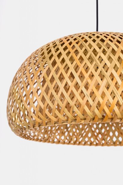 LAMPA WISZĄCA BAMBUSOWA BOHO DO JADALNI I SALONU PLECIONA SUFITOWA 38 CM