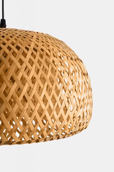 LAMPA WISZĄCA BAMBUSOWA BOHO DO JADALNI I SALONU PLECIONA SUFITOWA 38 CM