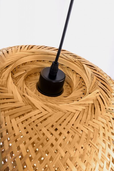 LAMPA WISZĄCA BAMBUSOWA BOHO DO JADALNI I SALONU PLECIONA SUFITOWA 38 CM