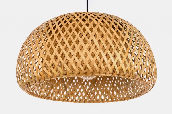 LAMPA WISZĄCA BAMBUSOWA BOHO DO JADALNI I SALONU PLECIONA SUFITOWA 38 CM