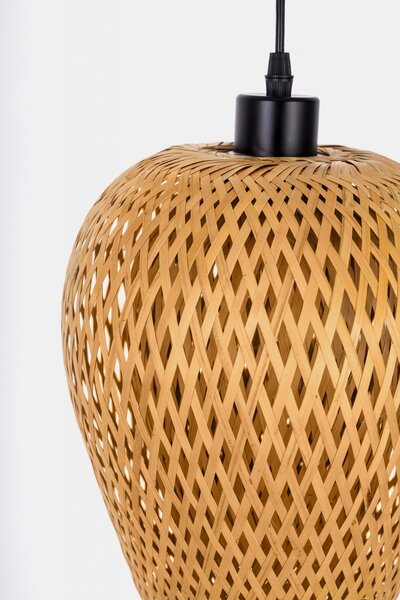 LAMPA WISZĄCA SUFITOWA BAMBUSOWA PLECIONY ŻYRANDOL DO SALONU BOHO 24 CM