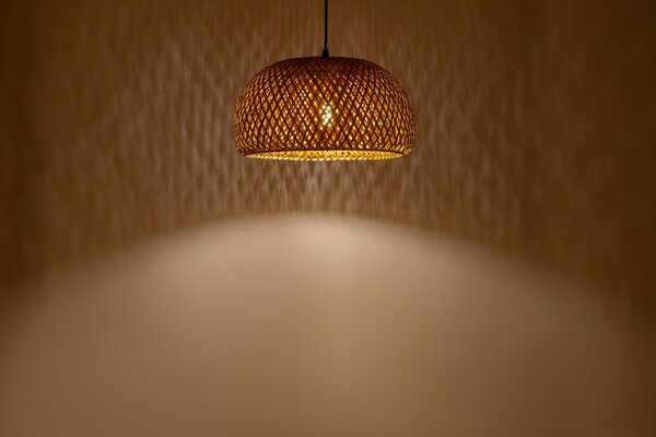 LAMPA WISZĄCA BAMBUSOWA BOHO DO JADALNI I SALONU PLECIONA SUFITOWA 38 CM