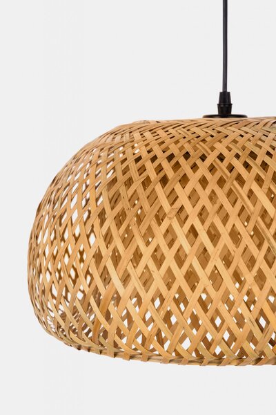 LAMPA WISZĄCA BAMBUSOWA BOHO DO JADALNI I SALONU PLECIONA SUFITOWA 38 CM
