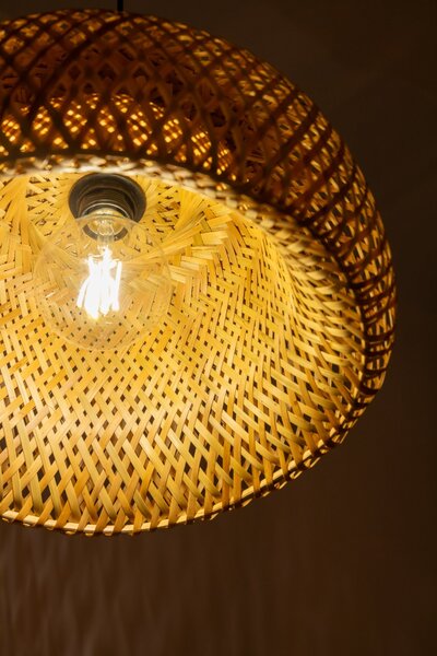 LAMPA WISZĄCA BAMBUSOWA BOHO DO JADALNI I SALONU PLECIONA SUFITOWA 38 CM