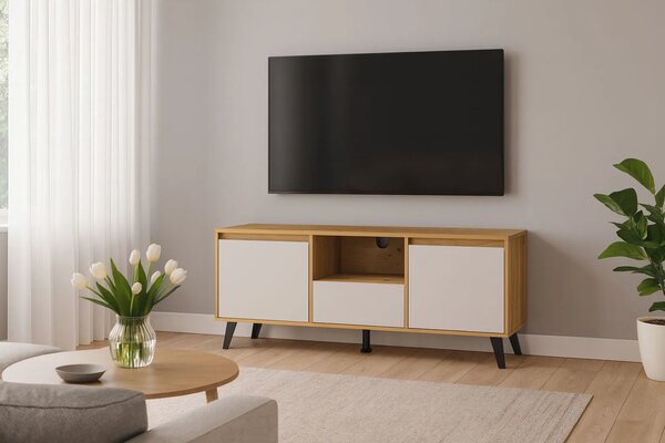 Stolik RTV pod telewizor dąb artisan + kaszmir N5-L25