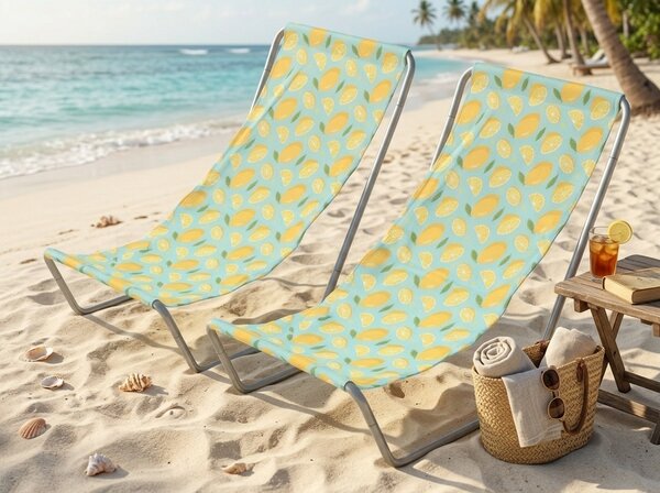 Zestaw 2 składanych leżaków plażowych SAND LEMON, kolorowe