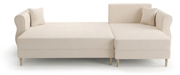 Rozkładana narożna sofa SILVIANO 230x140 cm, kremowa, uniwersalna