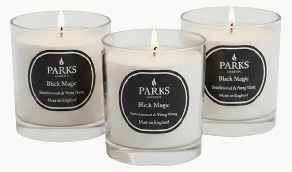Komplet ręcznie wykonanych świec zapachowych Black Magic (drzewo sandałowe, ylang-ylang & ciepły bursztyn), 3 elem
