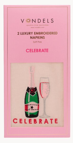 Komplet serwetek z haftem Celebrate, 2 elem