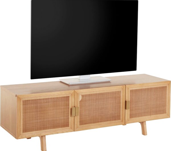 Niska komoda/ szafka rtv z rattanowym splotem na froncie
