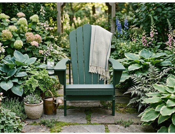 Zielony plastikowy fotel ogrodowy Adirondack – Bonami Selection