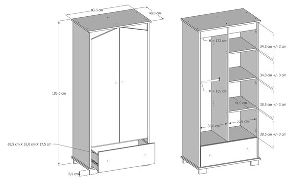 Biała szafa domek HOUSE z uchwytami do wyboru – idealna do pokoju dziecka
